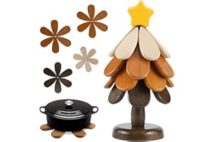 PGTC Drewniane Podkładki pod Garnek w Kształcie Drzewa do Gorących Potraw,Zestaw 4 Podkładek pod Gorące Garnki i Patelnie,Rękodzielniczy Zestaw Podkładek i Podstawki pod Miski,Talerze i Czajniki