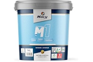 Macy Pintura Plástica Mate M-1 Antimoho para Interior y Exterior con Conservante Antimoho. 4 Litros. Color Blanco