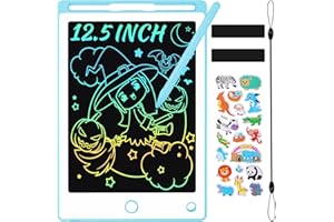 Benxdara LCD Writing Tablet Kids, 12.5 Inch Erasable Doodle Board Drawing Tablet with Cartoon Stickers, Colorful Kids Drawing Pad Scribble Pad for 2 3 4 5 6 7 Years Old Boys and Girls, Blue