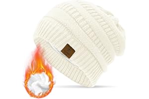Durio Mütze Damen Winter Strickmütze Grobstrick Warme Beanie mit Innenfutter