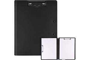 Vonsera Porte Document, Porte Bloc A4 avec Pince, Porte Documents A4 avec Couvercle pour Bureau, Chantier, école, Noir