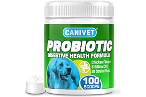 CANIVET Probiotics for Dogs. Canine Dietary Supplement - Aids Digestive Health, 100g Powder Dog Probiotic. 5 Billion CFU** with 10 Strains of Good Bacteria for your Dog's Digestive Health.
