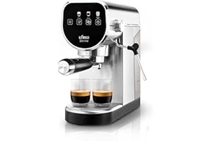 Ufesa Sienna Cafetera Espresso y Capuccino, Presión 20 Bares, Panel Táctil Digital, 1360W, Vaporizador Orientable, 0.9L, 1 o 2 Cafés, Función Calienta Tazas, Sistema Thermoblock, Inox