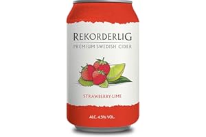 Rekorderlig - Cider - 24x0,33l Dosen in den brandneuen Sommerfarben | Set inkl. lukky24® Schlüsselanhänger für Einkaufswagenchip (Erdbeere-Limette 4,5% Vol)