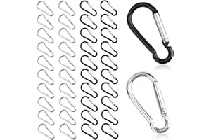 PUNWEY Mousqueton de Fixation 41mm Mini Mousquetons en Aluminium 40 Petit Mousqueton, Aluminium Mousquetons Simples Dégaines pour Sac à Dos Ceinture Tente Camping Voyage(Noir + Argent)
