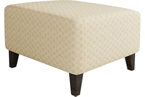 XJHKG Foot Stool Cover Rectangle, Machine Washable Stretch Jacquard Storage Ottoman Foot Rest Cover Sofa Furniture Protector Slipcover (Beige,Small)