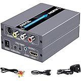 EASYCEL RCA Svideo to HDMI Converter, Composite CVBS AV RCA to HDMI Converter, RCA/ S-video + R/ L Audio Input to HDMI Output