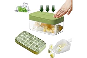 BAYUYI Ghiaccio Stampo Cubetti con Coperchio e Contenitore, Ghiaccio Stampo con Coperchio e Contenitore, 32 Cubetti Forme Ghiaccio,per Ghiaccio per Cocktail, Whisky, Bevande, Caffè.