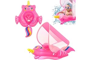 COSORO Bouee Bebe avec Pare Soleil Et Siège De Sécurité 3 à 24 Mois,Bouée Gonflable Flotteur De Piscine pour Bébé,Bouée Bébé Piscine, Anneau Flotteur Piscine, Accessoires Piscine pour Enfant 2 à 4 Ans