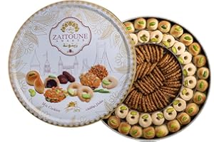 Zaitoune Mixed Cookies Gift Box - 500 g | Luxury Arabic Mini Biscuit Assortment - Date Maamoul, Barazek & Ghraybeh | Handmade with Dates, Sesame & Pistachio