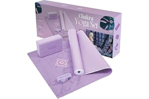 ‎MYGA Myga Yoga Starter Kit | Komplettes Set mit Yogamatte, Yogablock & Gurt | rutschfest & Unterstützend | Ideal für Anfänger & Zuhause sowie Reisen | Unterschiedliche Druck Designs