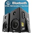 MAJORITY D40 | Active Bluetooth Bookshelf Speakers | Amplified HiFi Speakers with 60W 2.0 Channel 4" Drivers | Powered Studio Speakers with Optical, RCA, USB & AUX Input | Remote Control Included