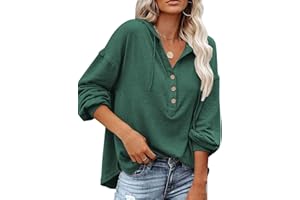 PLOKNRD ladies Oversized Jumper Long Sleeve Button Down hoodies with Drawstring