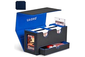 UAONO MTG Deck Box z 2 wyświetlaczami dowódcy i tacą na kości, opatentowana konstrukcja, podwójne pudełko na ponad 250 kart z pojedynczymi rękawami, skórzane pudełko do przechowywania kart