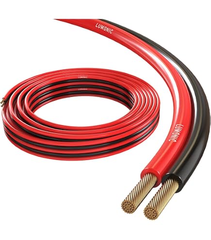 Câble Haut-Parleur 25m Noir 2x2.5mm² CCA - Câble Audio Rond Pour Enceintes Hi-Fi, Home Cinéma | Câble Rond Facile à Installer, Conducteur Cuivre/aluminium