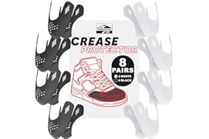 KEYSTONE PEAK KP 8 Pairs Shoe Crease Protector | Crease Protectors for Dunk Low, Air Force 1, Jordan 1 + More | 4 White + 4 Black Pairs Crease Guards | Comfortable Sneaker Crease Protector