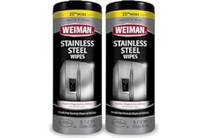 Weiman Stainless Steel Cleaner Wipes (2 Pack) Fingerprint Resistant, Removes Residue, Water Marks and Grease from Appliances - Works Great on Refrigerators, Dishwashers, Ovens, and Grills
