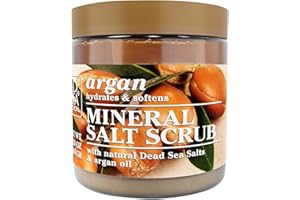 Dead Sea Collection Gommage Corporel au Sel et à l'Argan - Grand 660g - avec Huiles Biologiques et Minéraux Naturels de la Mer Morte.