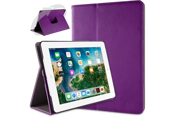 doupi Rotatif Housse pour iPad 2 3 4, Deluxe 360 Degrés Smart Coque de Protection Simili Cuir Coque Cover et Case, Violet