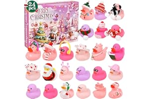 JOFONY Advent Calendar 2025,Pink Rubber Duck Advent Calendar 2025,24 Days Christmas Countdown Gift with 24 Rubber Ducks Bath Toys for Toddler Boys Girls Xmas Gifts