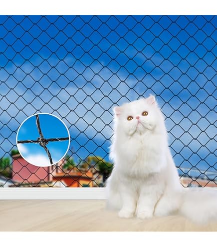 Tatamiyya Cat Net for Balcony, 16 x 3 m, Wire Reinforced, Robust, UV-Resistant and Weatherproof, Cat Protection Net for Balconies and Windows, Black