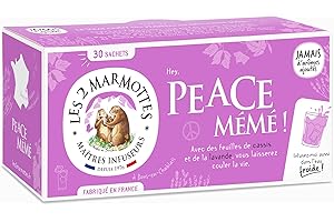 Les 2 Marmottes Infusion Peace Mémé - Cassis Lavande - Bien-Être et Relaxation - Pour le plaisir des papilles - Idéal en glacé - 30 Sachets - Made in France