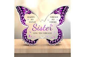 Gleevara Sister Christmas Gifts, Butterfly Shape Acrylic Plaque, Gifts for Sister from Sisters Brothers on Birthday Mothers Day Valentines Wedding