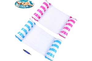 Atsmoce® 2 Pcs Letto Galleggiante Gonfiabile, 4-in-1 Amaca Gonfiabile per Piscina Multiuso, Amaca Galleggiante con 1 Pompa d'aria manuale per Estiva Beach Party per Adulti