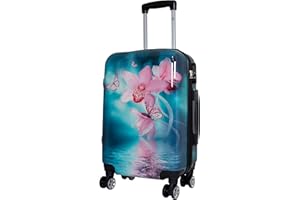 Trendyshop365 Hardcase Handgepäck - Blumen-Motiv Orchidee - 56 Zentimeter 36 Liter 4 Räder Zahlenschloss bunt