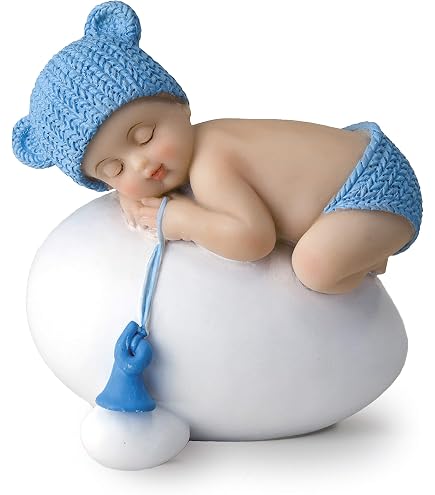 Mopec Babykuchenfigur Zur Taufe - Harz, Handbemalt, Blau, 7,5x8 Cm