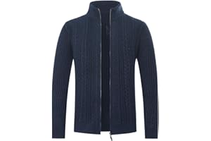Allthemen Cardigan da Uomo Giacca Invernale in Maglia Calda con Cerniera Casual Maglione Lavorato a Maglia Cappotto Autunnale Tinta Unita con Colletto alla Coreana