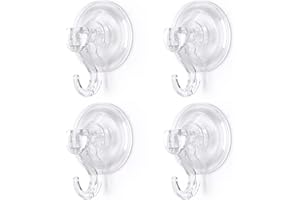 WHC 4 confezioni di ganci a ventosa, grandi ganci a ventosa trasparenti riutilizzabili per impieghi gravosi per cucina, bagno, decorazioni natalizie con ghirlande, può contenere fino a 5 kg