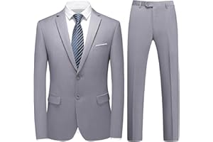 KUDMOL Men Suits 2 Piece Slim Fit Suit Business Wedding Formal Dinner Two Buttons Tuxedo Suit for Men Classic Blazer Waistcoat Trousers Set