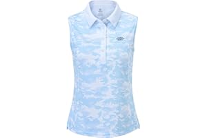 AjezMax Donna Polo Senza Maniche Cotone Golf Maglietta Polo Maglia Sportiva Yoga Top con Bottone