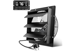 Hon&Guan Industrielle Abluftventilator 300mm EC-Motor Super Luftmenge 1650m³/h Wandventilator mit Teuchtigkeitssensor Temperatursensor Ganzmetallgehäuse Fensterläden Wandlüfter für Keller Garage Attic