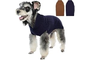 Lelepet Winter Hundepullover, Weich Warm Weihnachtspullover für Kleine Hunde, Hundepulli Stricken mit Revers Pullover Haustier Sweater, Weihnachten Hundemantel Kaltes Wetter Bekleidung, Marineblau S