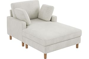 ‎VESGANTTI Vesgantti Cord Schlafsofa, Sofa Bett mit 2 Kissen, Relaxsessel, Schlafsessel für Wohnzimmer, Schlafzimmer, Büro, Werkzeuglose Montage, 148 * 104 * 92cm (Beige)