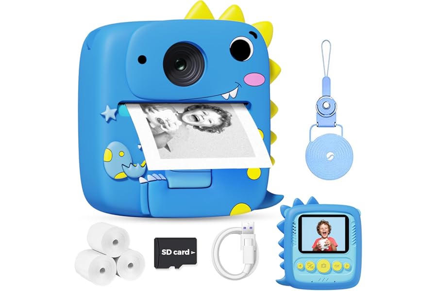 Kids Camera Instant Print for Boys Girls, Christmas Birthday Gifts for 3 4 5 6 7 8 9 Year Old Boys Girls, 1080P Kids Digital Camera Toys for Kids Age 3-9 Blue