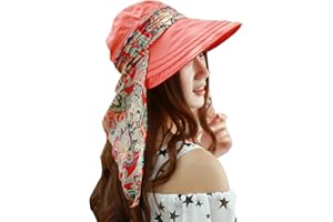 Elonglin Femme Chapeau de Soleil Plaint Anti-UV Casquettes Visières d'été Large Visière avec Protecteur de Cou