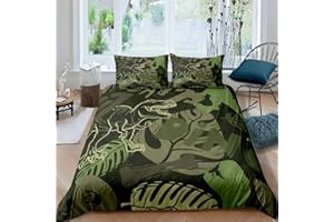 HOMEMISSING Jurassic Dinosauro Copripiumino T-Rex Bones Biancheria da letto Set Preistorico Animali della Giungla Copripiumino per Bambini Ragazzi Ragazze Carino Dino Dino Biancheria Letto Matrimoniale