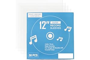 Envly, Custodie per dischi rigidi (50 pezzi) da 12’’ (32,5 cm), custodia trasparente, custodia per LP
