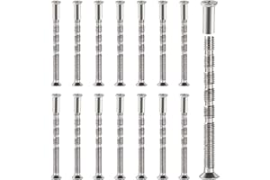 VooGenzek 15 Pièces Vis Poignee Porte M5, Vis de Connexion avec Boulon Kit, Boulons de Connexion et Manchon, Liaison Meuble Nickelée pour Écussons, Poignée de Porte, Armoire, Tiroirs