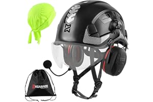 ‎HEARMOR HEARMOR Höhenarbeiten Industriehelm Erwachsene Bauhelm mit Aktivem Gehörschutz ABS Schutzhelm Zertifizierung EN12492 Bestanden EN397 Stoßdämpfung und Eindringfestigkeit Test SNR 32dB mit Bluetooth