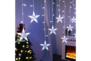 BLOOMWIN Catena Luminosa Stella, USB Luci Natalizie 3m 120LED 8 Modalità LED della Tenda di Finestra Luci Decorative