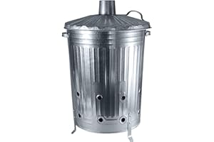KetoPlastics 90 Litre 90L Extra Large Galvanised Metal Incinerator Recycle Garden Rubbish Fire Burning Bin Leaves Wood Burner