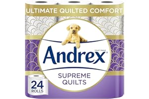 Andrex Supreme Quilts Quilted Toilet Paper - Toilet Roll Pack - 25% Thicker Than Before to Provide Ultimate Quilted Comfort w