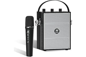 WinBridge Amplificador de voz inalámbrico con micrófono de mano, micrófonos portátiles con altavoz Bluetooth para profesores, micrófono inalámbrico de karaoke para cantar, sistema PA con eco y efectos