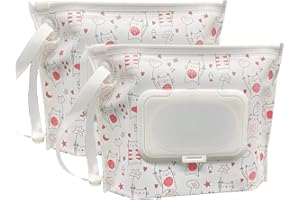 ULVBABI Pochette portable pour lingettes humides de petite taille (17,8 x 13,7 cm), distributeur de lingettes pour bébé, réutilisable et rechargeable, étui de transport pratique (chat d'amour)
