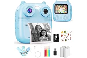 BISTFY Sofortbildkamera Kinder, 1080FHD 48MP Dual-Kameraobjektive Kinderkamera, mit 4 Druckpapier 2,4 Zoll Augenschutz Bildschirm 32GB Karte Digitalkamera Geschenke für Jungen & Mädchen von 3-12 Jahren