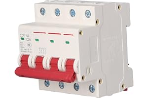 WALFRONT Interruttore Magnetotermico 4P 20A Magnetico Mini Interruttore Aria 4P Interruttore Automatico per Montaggio su Guida DIN per Uso Domestico 400V((20A))